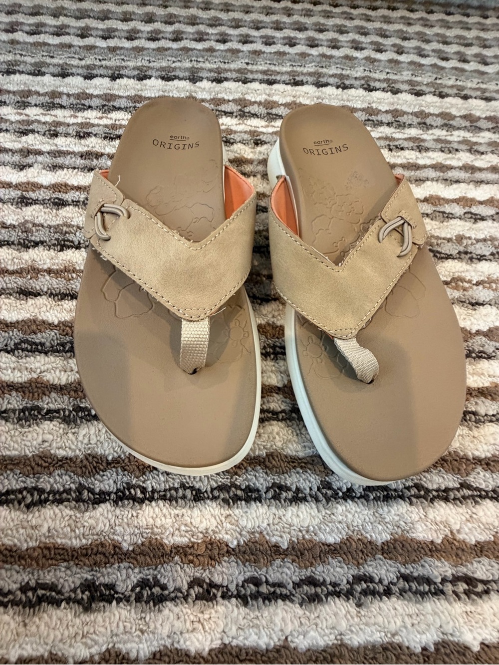 Origins Kids Beige/Tan Thong Sandals with Soft Strap
